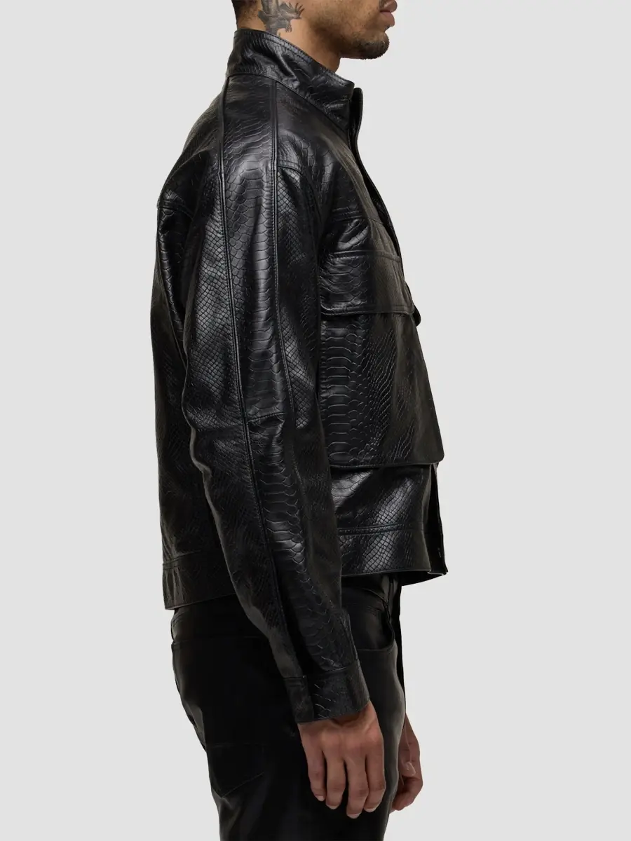 Hudson Jeans Men's Python-Embossed Leather Jacket | Thumbnail 5 Hudson Jeans Men's Python-Embossed Leather Jacket | Thumbnail 5