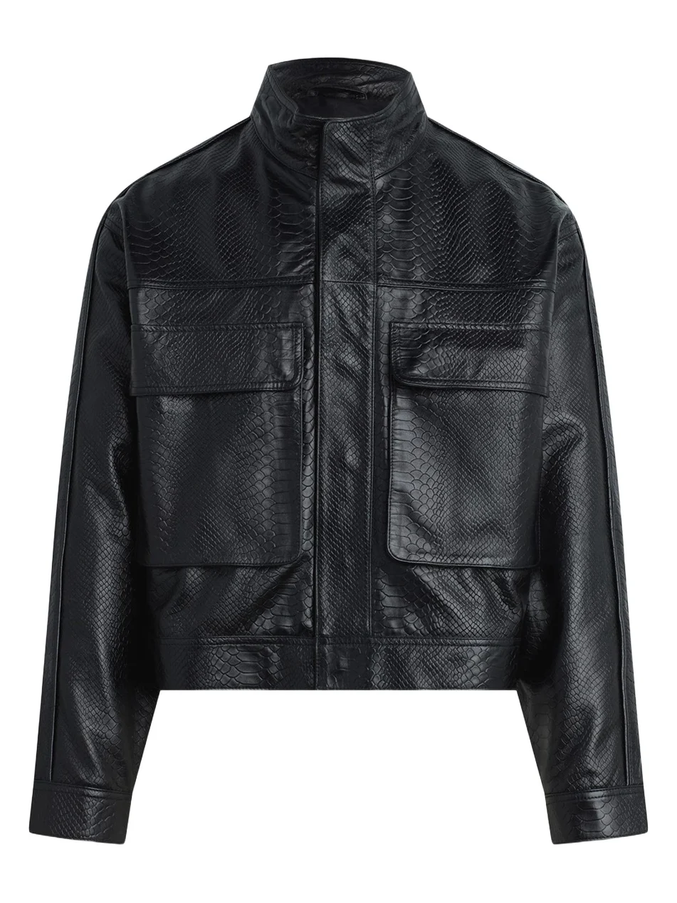 Hudson Jeans Men's Python-Embossed Leather Jacket