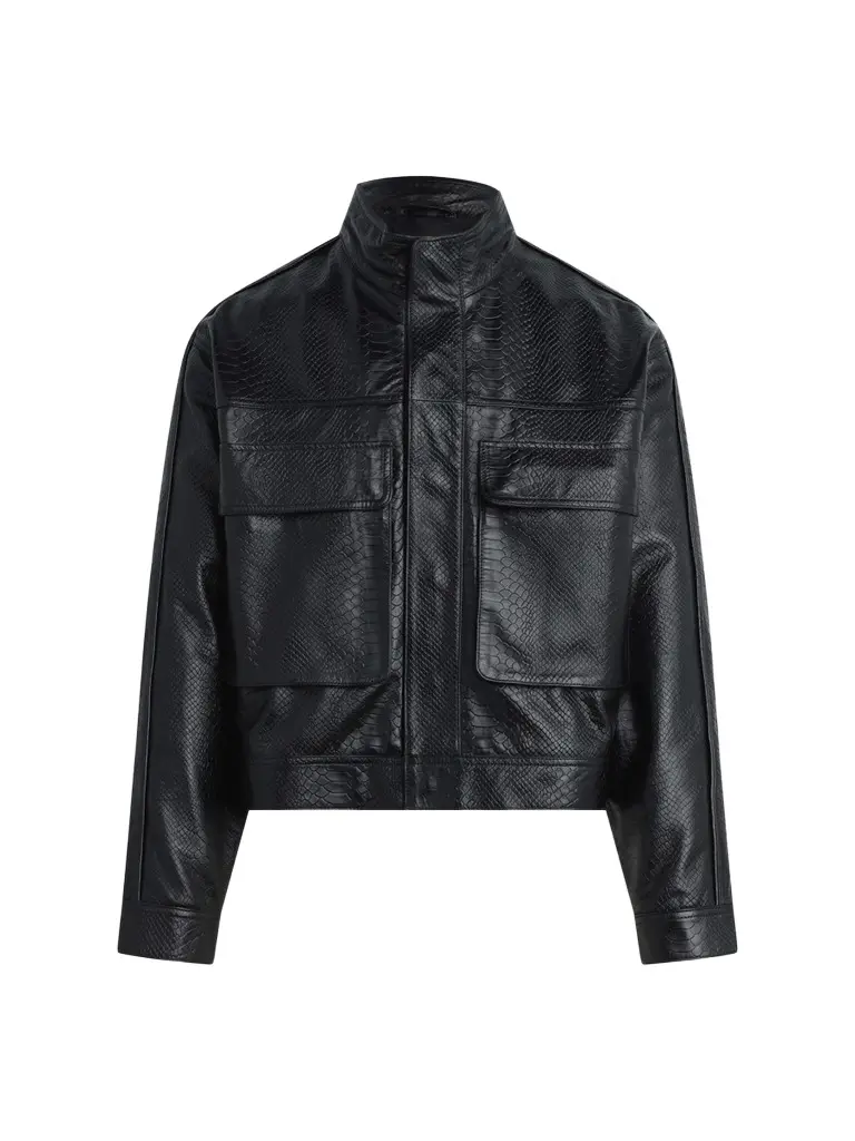 Hudson Jeans Men's Python-Embossed Leather Jacket