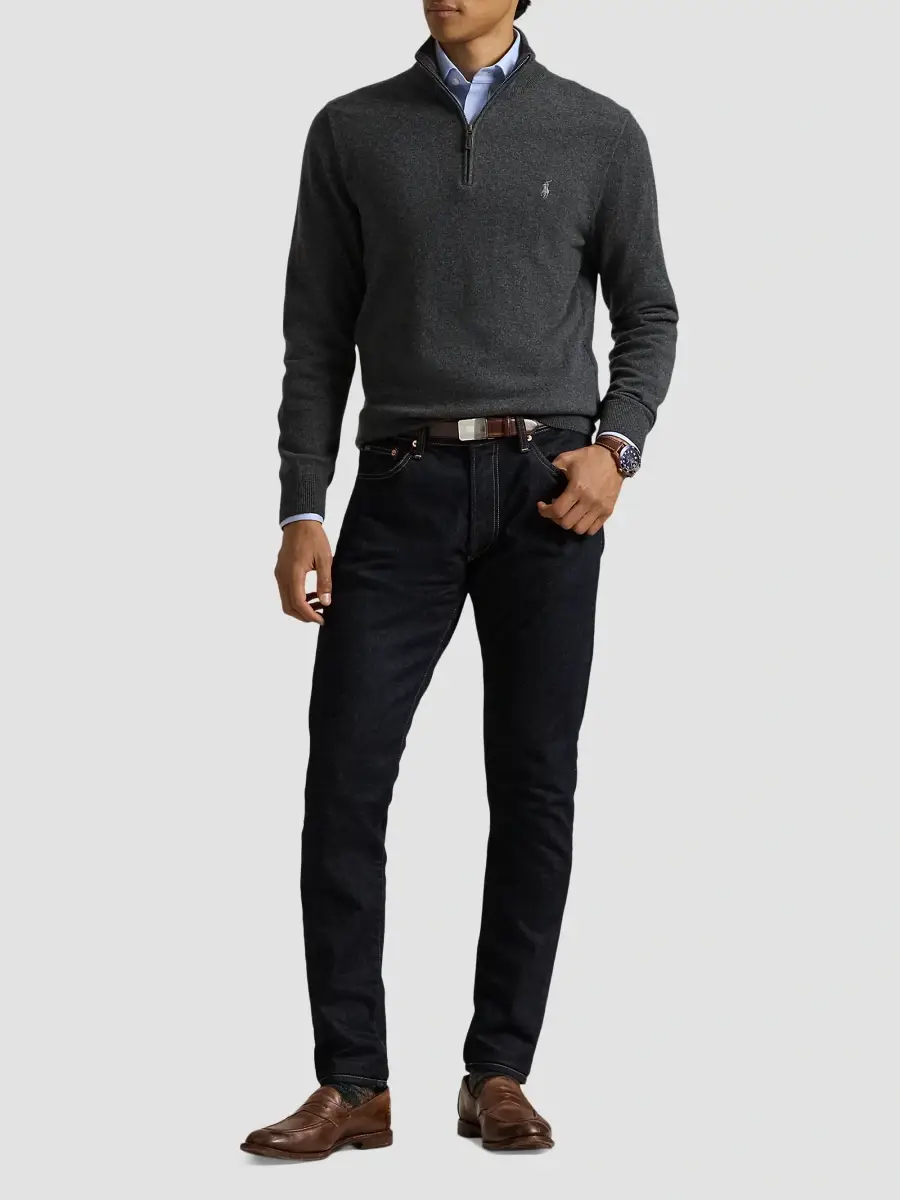 Polo Ralph Lauren Men's Logo Wool Quarter-Zip Sweater | Thumbnail 2