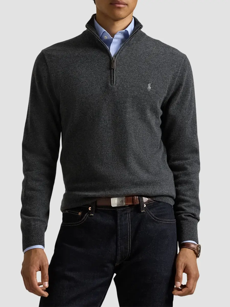 Polo Ralph Lauren Men's Logo Wool Quarter-Zip Sweater | Thumbnail 4