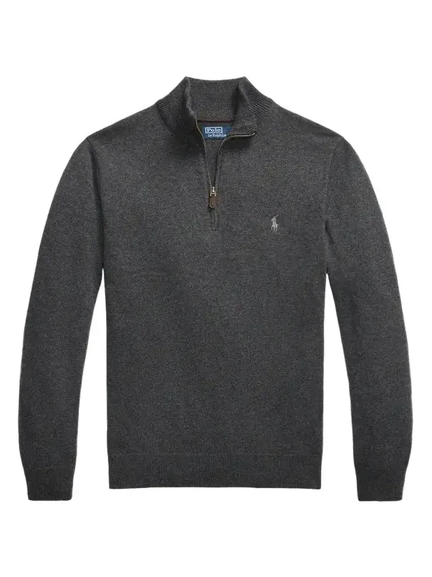 Men's Logo Wool Quarter-Zip Sweater