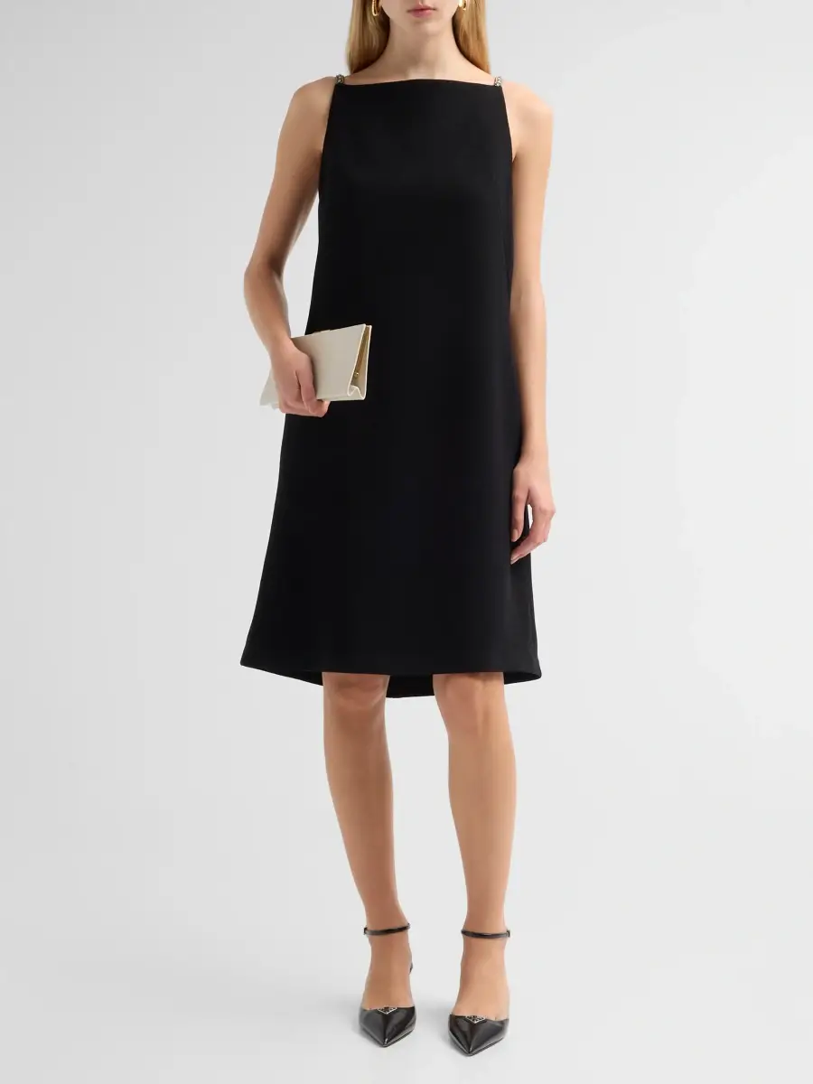 Teri Jon by Rickie Freeman Women's Rhinestone Strap Crepe Midi Slipdress | Thumbnail 2 Teri Jon by Rickie Freeman Women's Rhinestone Strap Crepe Midi Slipdress | Thumbnail 2