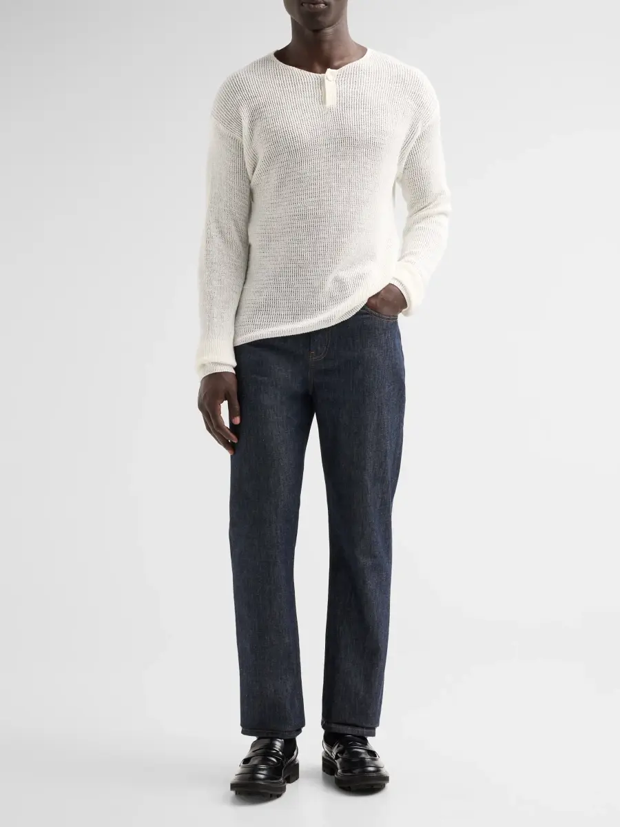 Helmut Lang Men's Textured Henley Top | Thumbnail 2 Helmut Lang Men's Textured Henley Top | Thumbnail 2