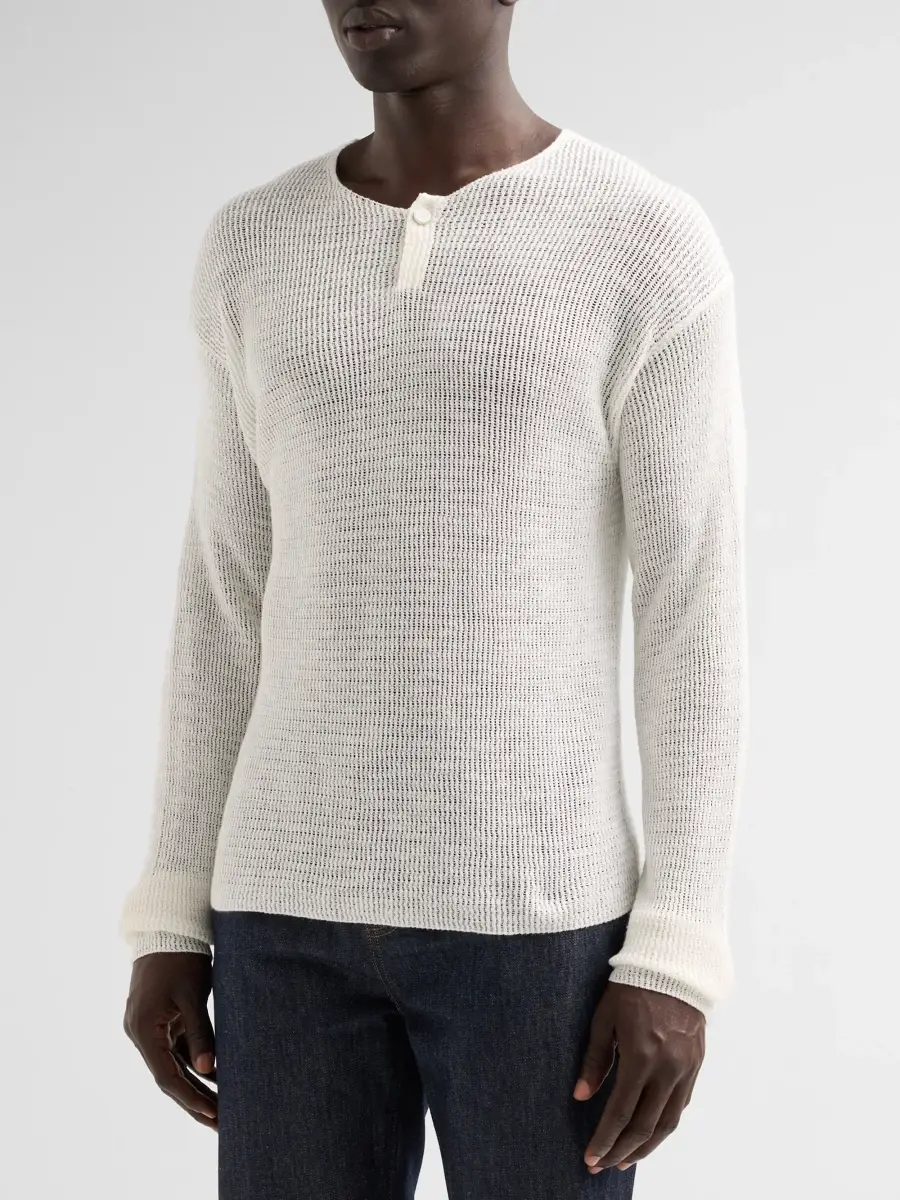 Helmut Lang Men's Textured Henley Top | Thumbnail 4 Helmut Lang Men's Textured Henley Top | Thumbnail 4