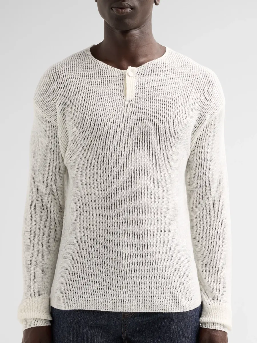 Helmut Lang Men's Textured Henley Top | Thumbnail 5 Helmut Lang Men's Textured Henley Top | Thumbnail 5