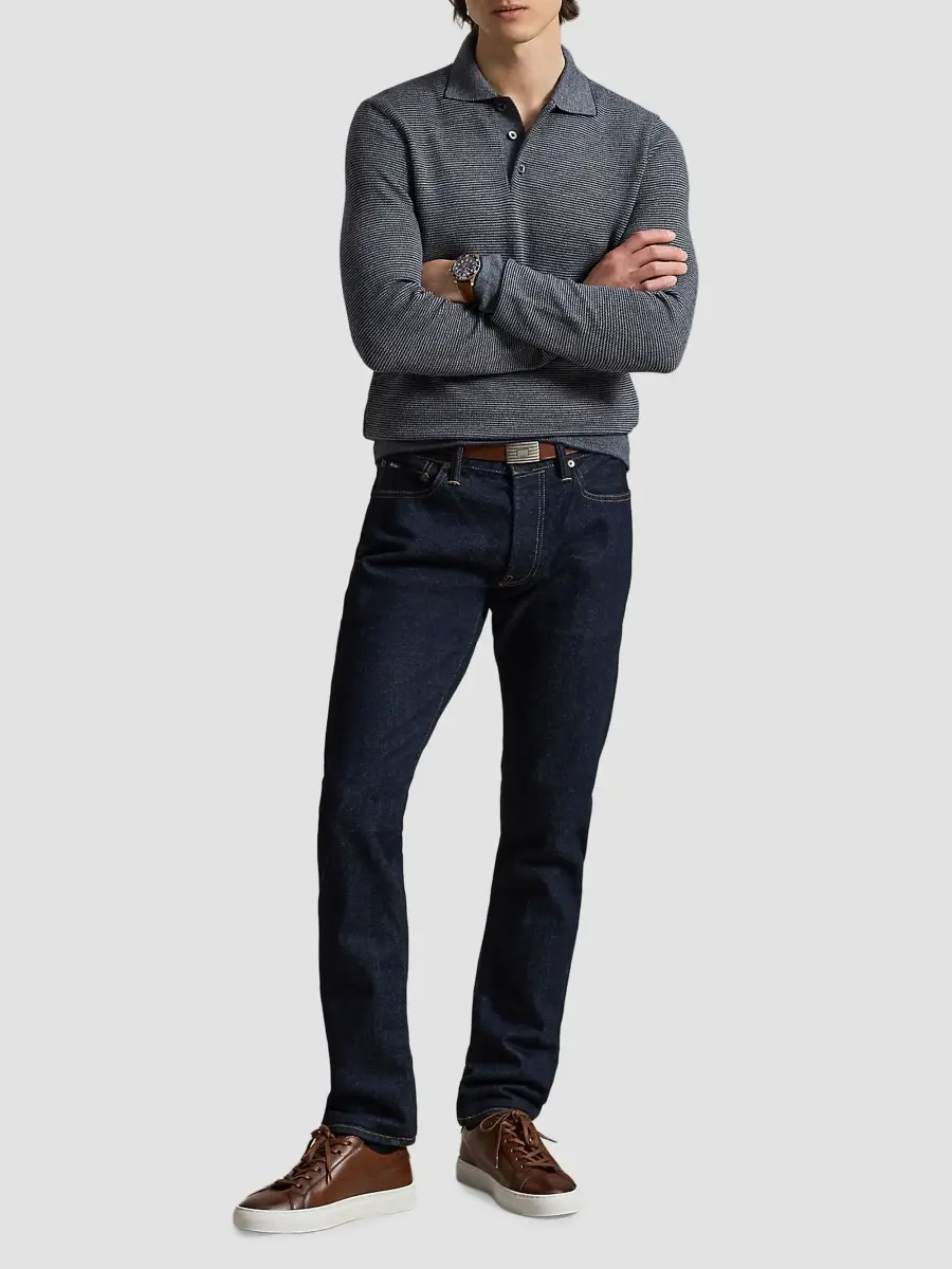 Polo Ralph Lauren Men's Striped Performance Wool-Blend Polo Sweater | Thumbnail 2 Polo Ralph Lauren Men's Striped Performance Wool-Blend Polo Sweater | Thumbnail 2