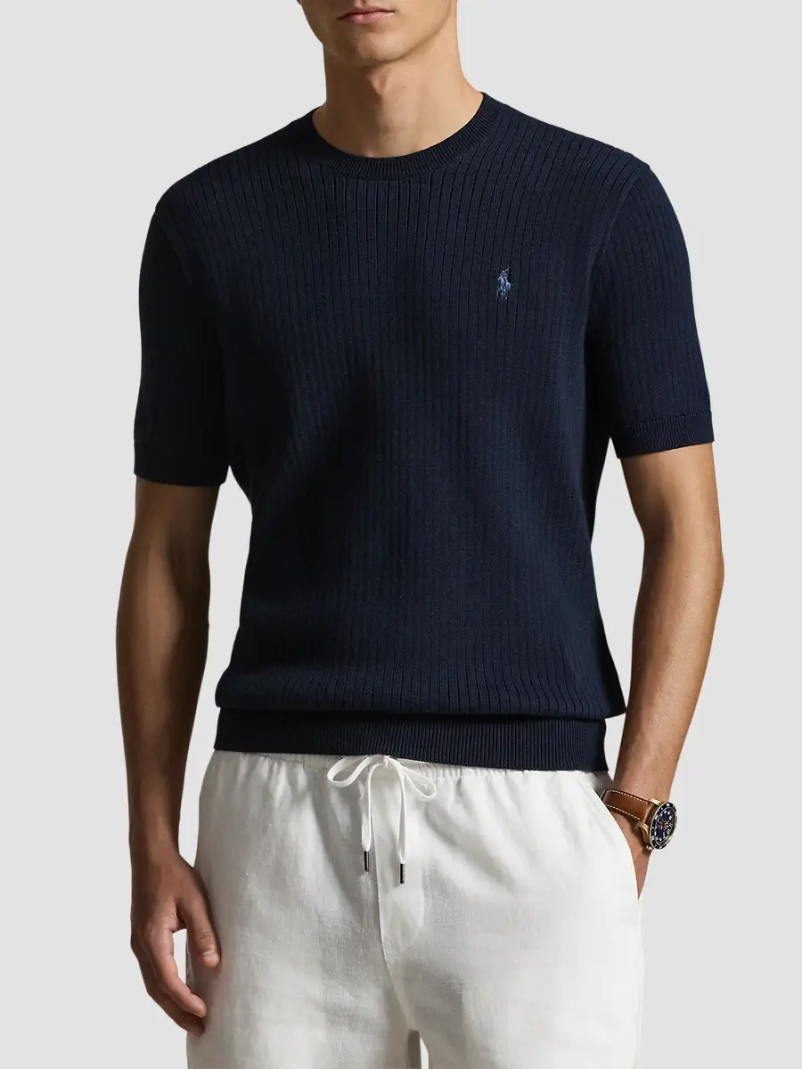 Polo Ralph Lauren Men's Crewneck Cotton Interlock Short-Sleeve Sweater | Thumbnail 4 Polo Ralph Lauren Men's Crewneck Cotton Interlock Short-Sleeve Sweater | Thumbnail 4