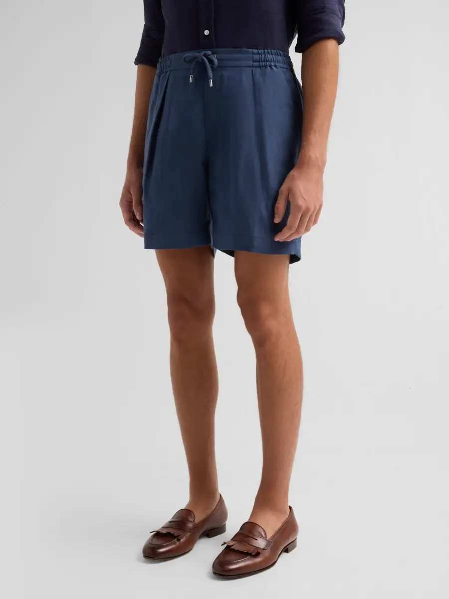 Ralph Lauren Purple Label Men's Silk-Linen Drawstring Shorts | Thumbnail 4