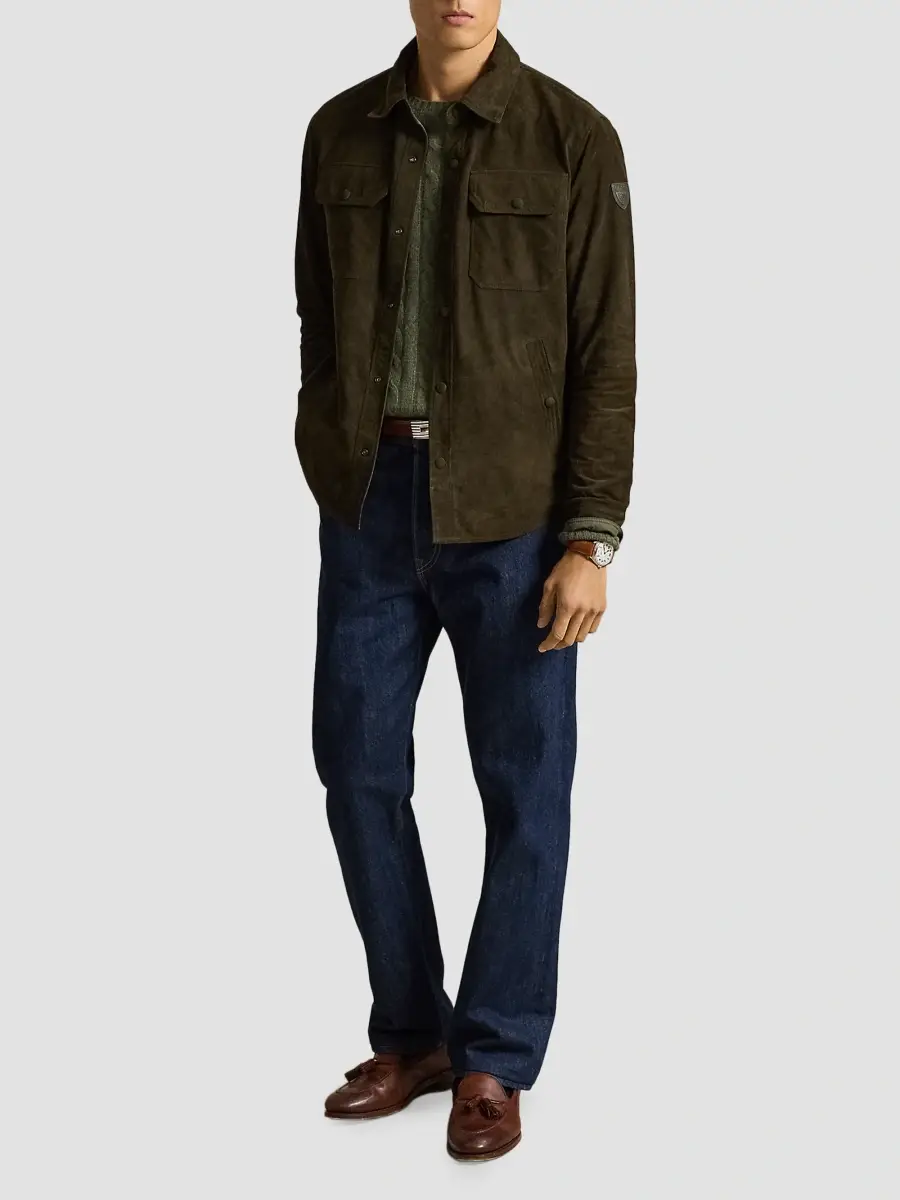 Polo Ralph Lauren Men's Reversible Suede Taffeta Shirt Jacket | Thumbnail 2 Polo Ralph Lauren Men's Reversible Suede Taffeta Shirt Jacket | Thumbnail 2