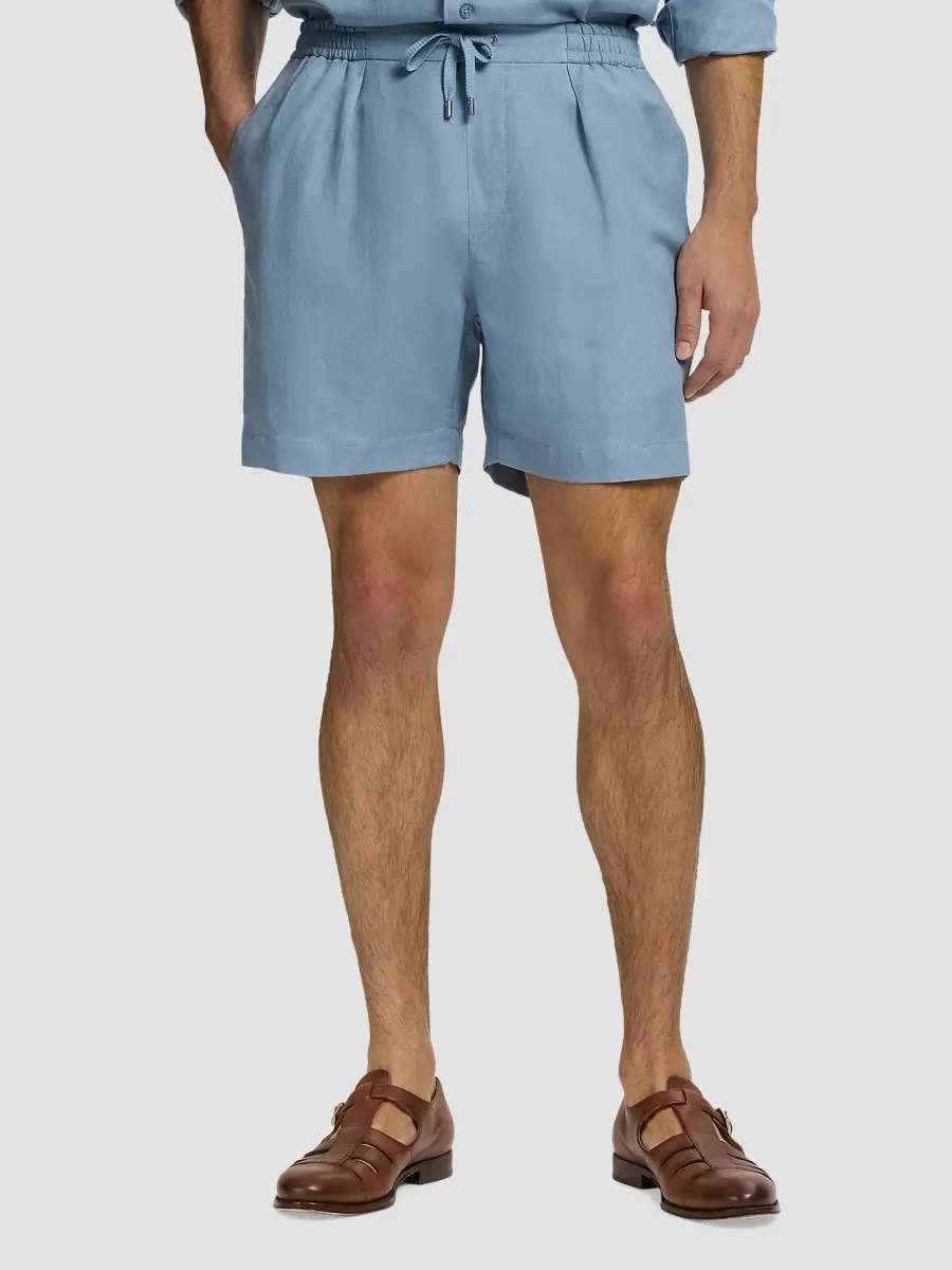 Ralph Lauren Purple Label Men's Silk-Linen Drawstring Shorts | Thumbnail 4