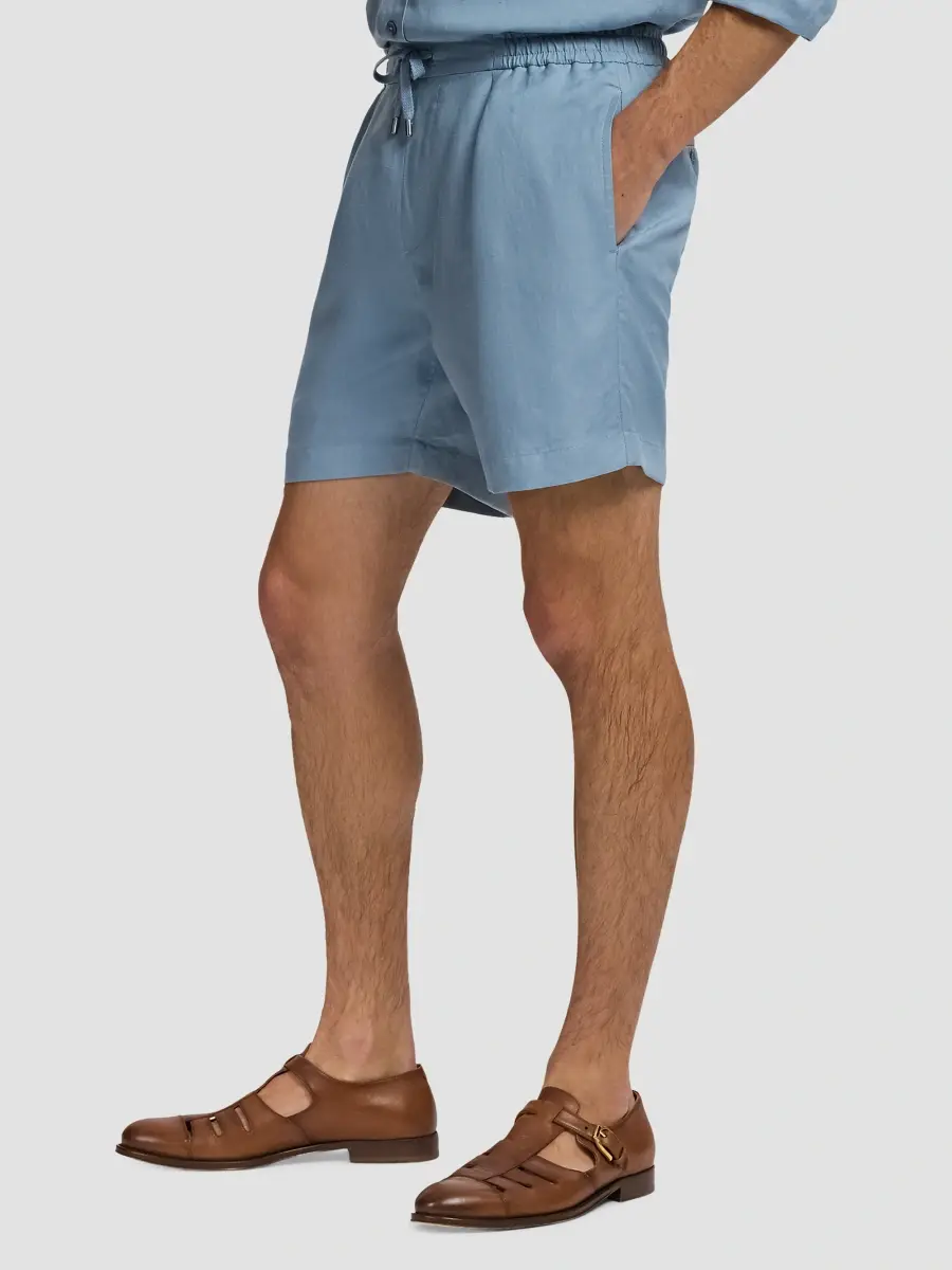 Ralph Lauren Purple Label Men's Silk-Linen Drawstring Shorts | Thumbnail 7
