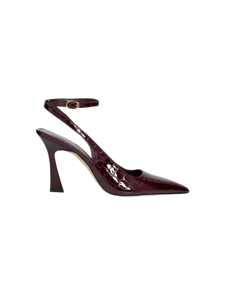Stuart Weitzman Women's Vinnie 85MM Croc-Embossed Patent Leather Pumps - Boy'senberry