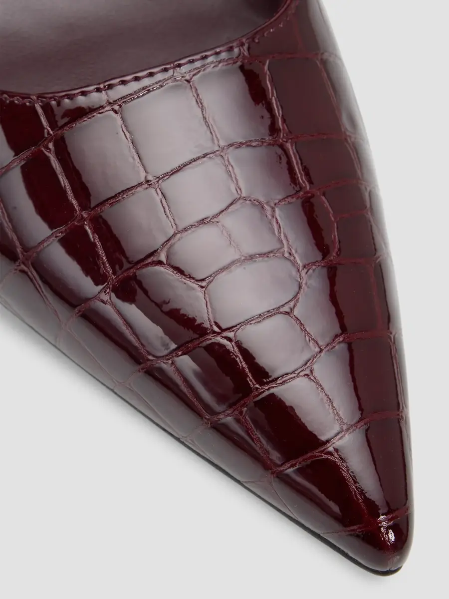 Stuart Weitzman Women's Vinnie 50MM Croc-Embossed Patent Leather Slingback Pumps - Boy'senberry | Thumbnail 5 Stuart Weitzman Women's Vinnie 50MM Croc-Embossed Patent Leather Slingback Pumps - Boy'senberry | Thumbnail 5