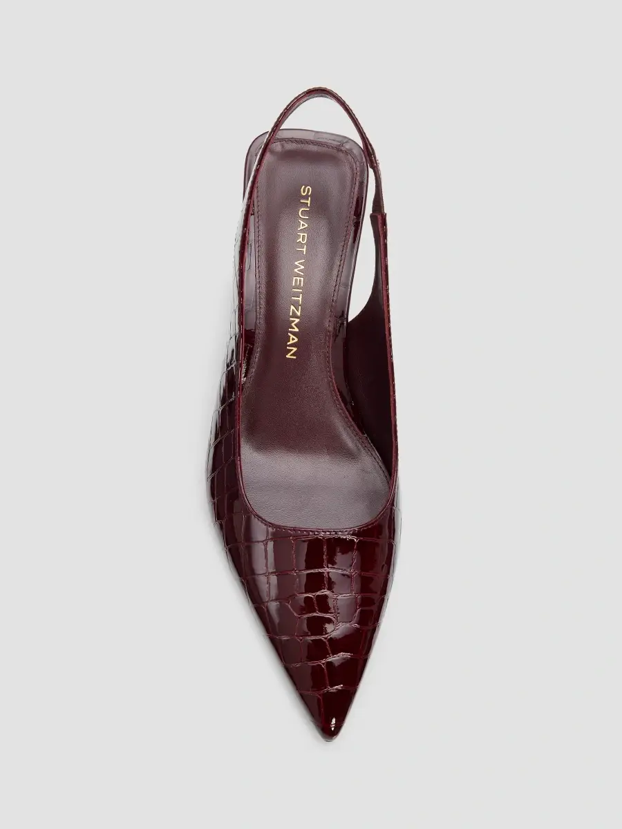 Stuart Weitzman Women's Vinnie 50MM Croc-Embossed Patent Leather Slingback Pumps - Boy'senberry | Thumbnail 6 Stuart Weitzman Women's Vinnie 50MM Croc-Embossed Patent Leather Slingback Pumps - Boy'senberry | Thumbnail 6