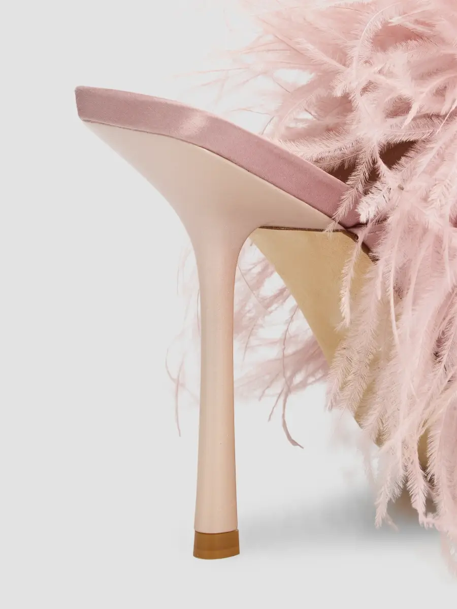 Stuart Weitzman Women's Boa Feather & Satin Slide Sandals | Thumbnail 5 Stuart Weitzman Women's Boa Feather & Satin Slide Sandals | Thumbnail 5