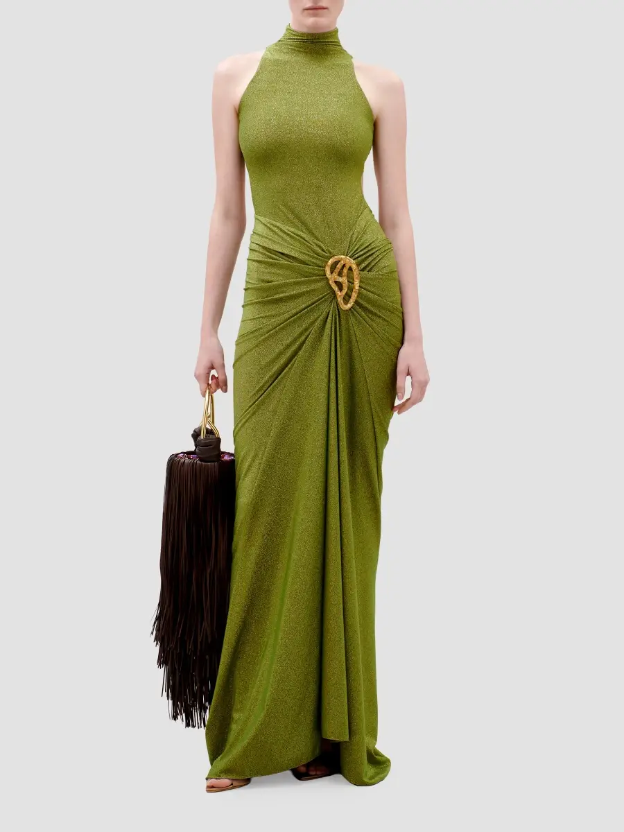 Silvia Tcherassi Women's Frances Metallic Halter Gown | Thumbnail 2 Silvia Tcherassi Women's Frances Metallic Halter Gown | Thumbnail 2