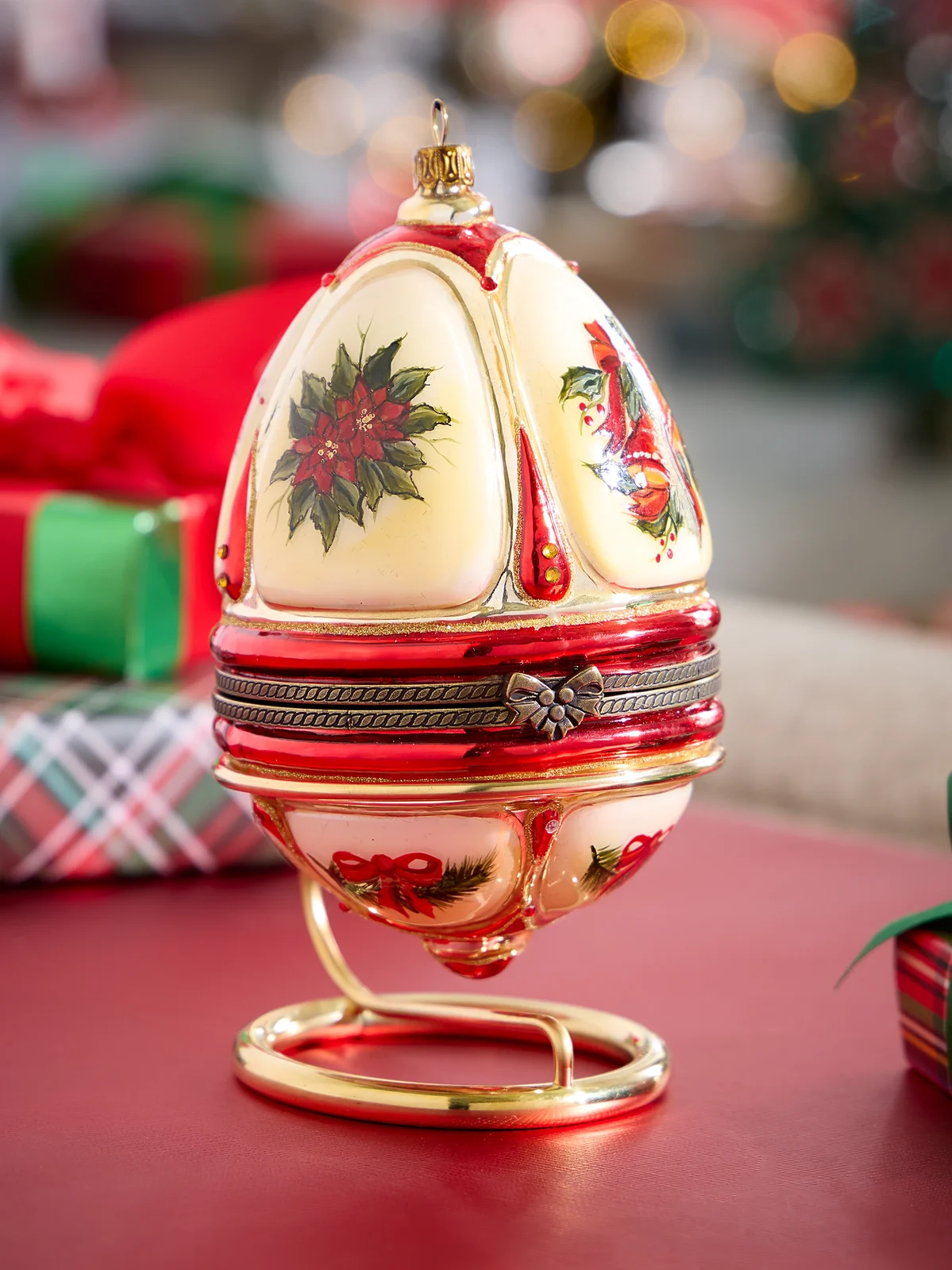 Komozja Christmas Tree & Train Hinged Egg Ornament