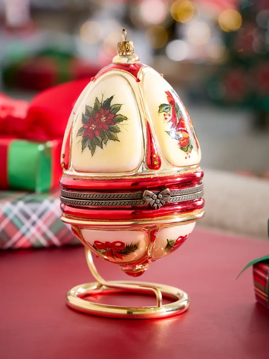 Komozja Christmas Tree & Train Hinged Egg Ornament