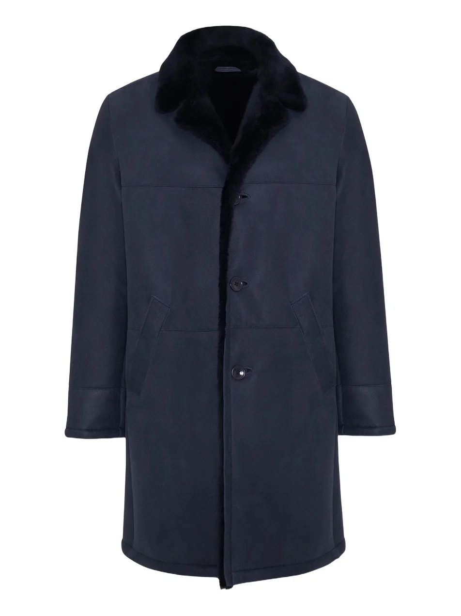Men's Embossed Merino Shearling Lamb Stroller Coat Men's Embossed Merino Shearling Lamb Stroller Coat