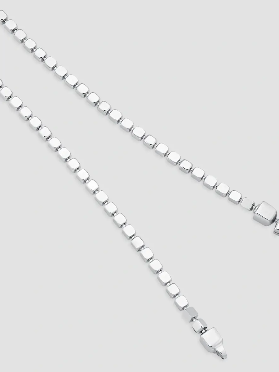 Oradina Men's Modern Cube Link Necklace in Sterling Silver - Silver | Thumbnail 5
