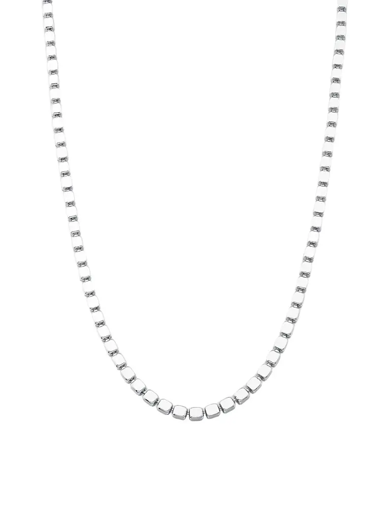 Oradina Men's Modern Cube Link Necklace in Sterling Silver - Silver