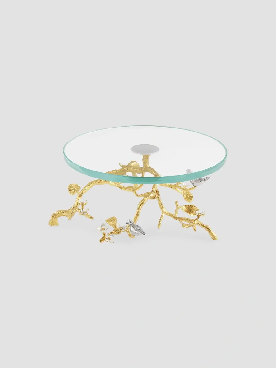 Michael Aram Lovebirds Silver & Gold Glass Cakestand | Thumbnail 2 Michael Aram Lovebirds Silver & Gold Glass Cakestand | Thumbnail 2