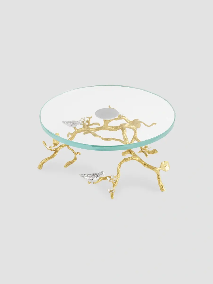 Michael Aram Lovebirds Silver & Gold Glass Cakestand | Thumbnail 3 Michael Aram Lovebirds Silver & Gold Glass Cakestand | Thumbnail 3