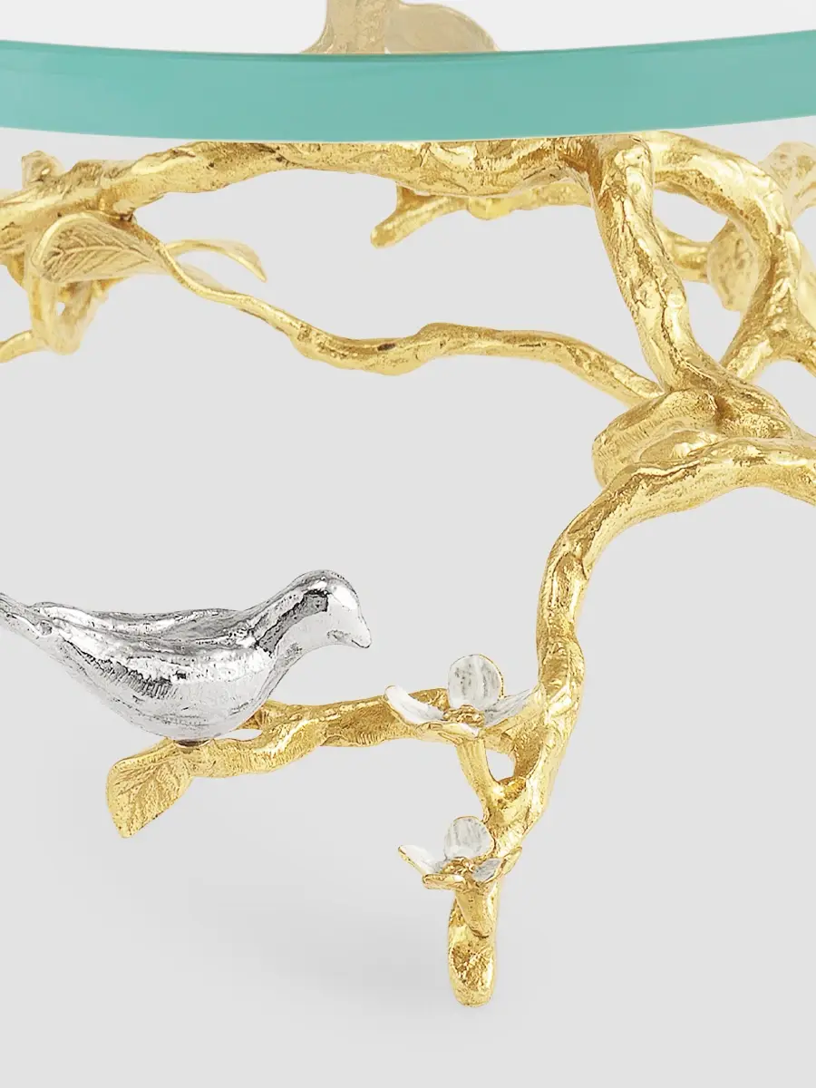 Michael Aram Lovebirds Silver & Gold Glass Cakestand | Thumbnail 4 Michael Aram Lovebirds Silver & Gold Glass Cakestand | Thumbnail 4