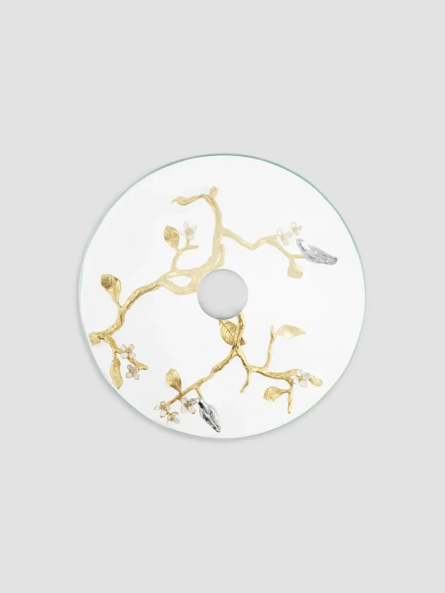 Michael Aram Lovebirds Silver & Gold Glass Cakestand | Thumbnail 5 Michael Aram Lovebirds Silver & Gold Glass Cakestand | Thumbnail 5