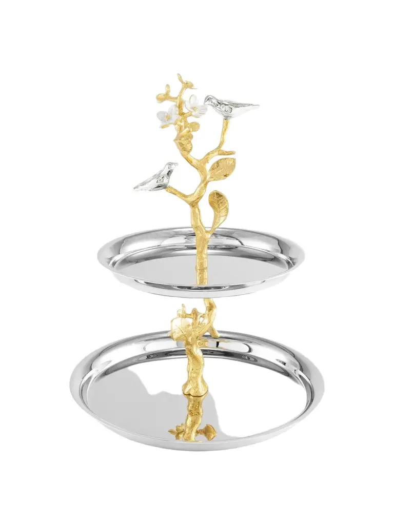 Michael Aram Lovebirds Silver & Gold Etagere
