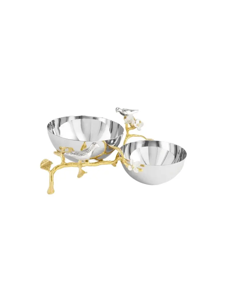 Michael Aram Lovebirds Silver & Gold Double Dish