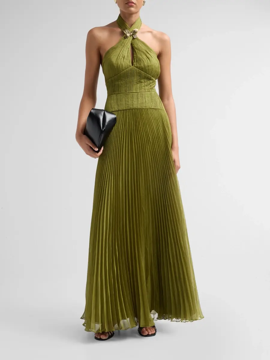 Amur Women's Alaina Pleated Halterneck Gown | Thumbnail 2 Amur Women's Alaina Pleated Halterneck Gown | Thumbnail 2