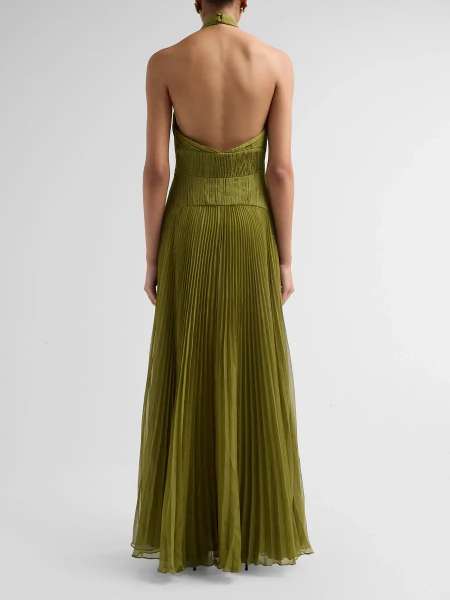 Amur Women's Alaina Pleated Halterneck Gown | Thumbnail 3 Amur Women's Alaina Pleated Halterneck Gown | Thumbnail 3