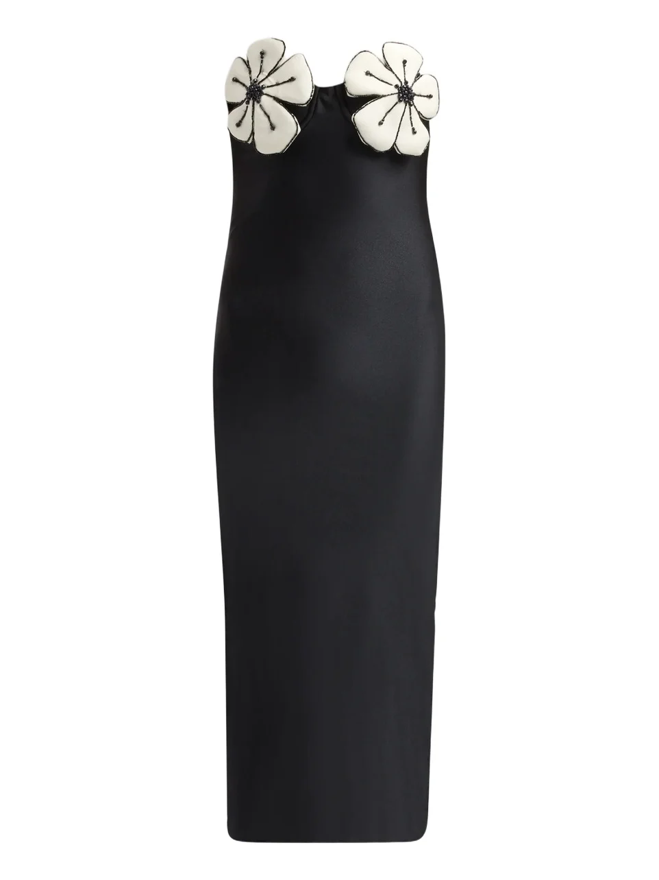 Women's Midnight Bloom Embroidered Floral Strapless Midi Dress Women's Midnight Bloom Embroidered Floral Strapless Midi Dress