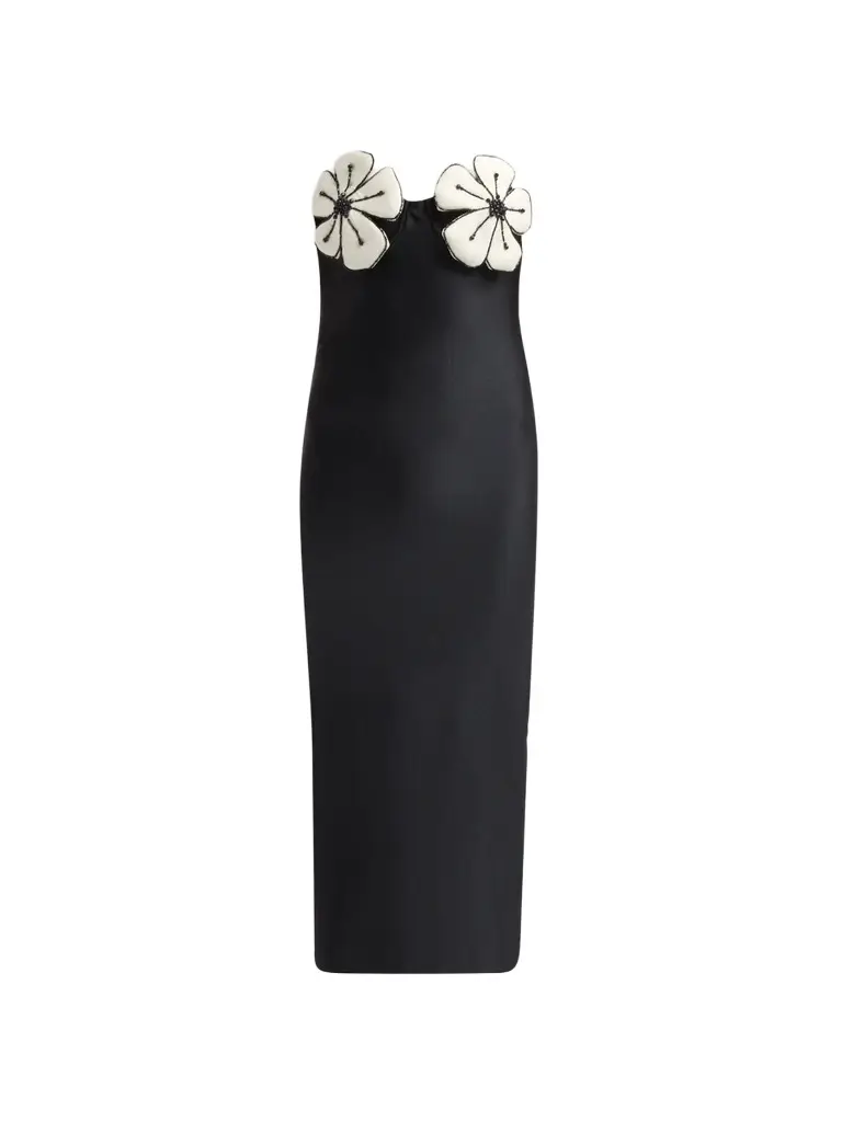 PatBo Women's Midnight Bloom Embroidered Floral Strapless Midi Dress