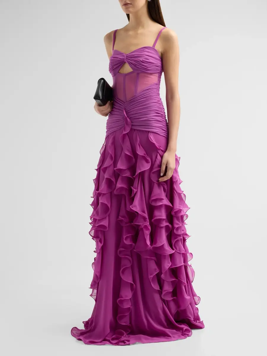 PatBo Women's Gloria Chiffon Ruffle Maxi Dress | Thumbnail 4