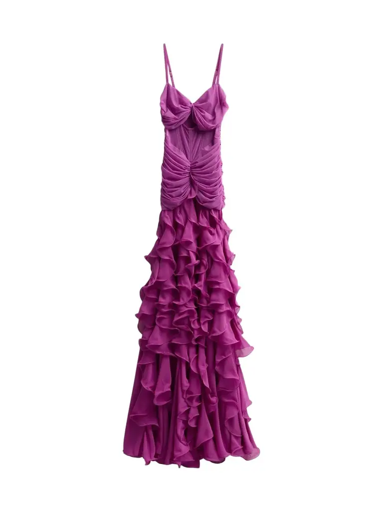 PatBo Women's Gloria Chiffon Ruffle Maxi Dress