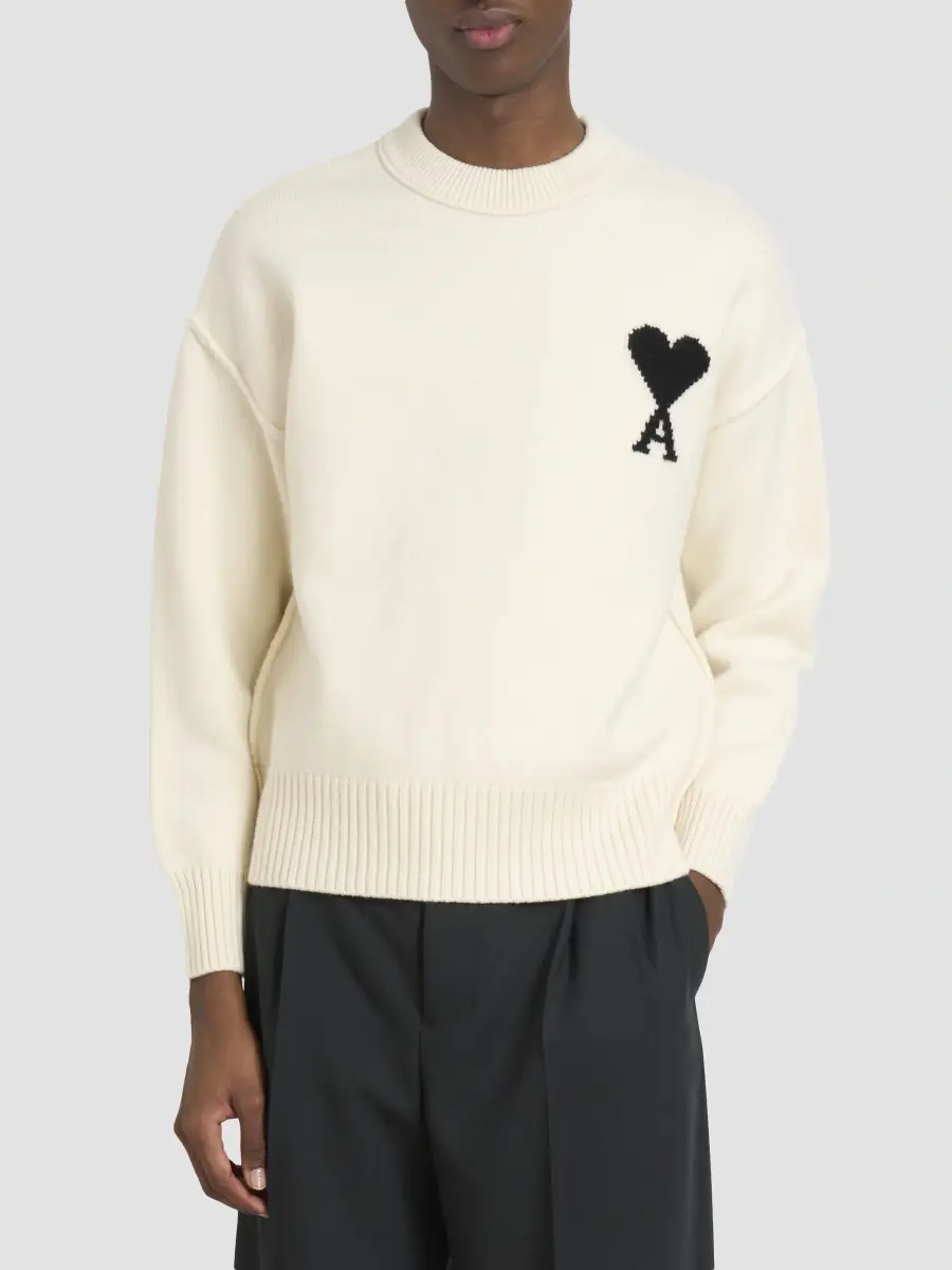 AMI PARIS Men's ADC Logo Wool Crewneck Sweater | Thumbnail 3 AMI PARIS Men's ADC Logo Wool Crewneck Sweater | Thumbnail 3