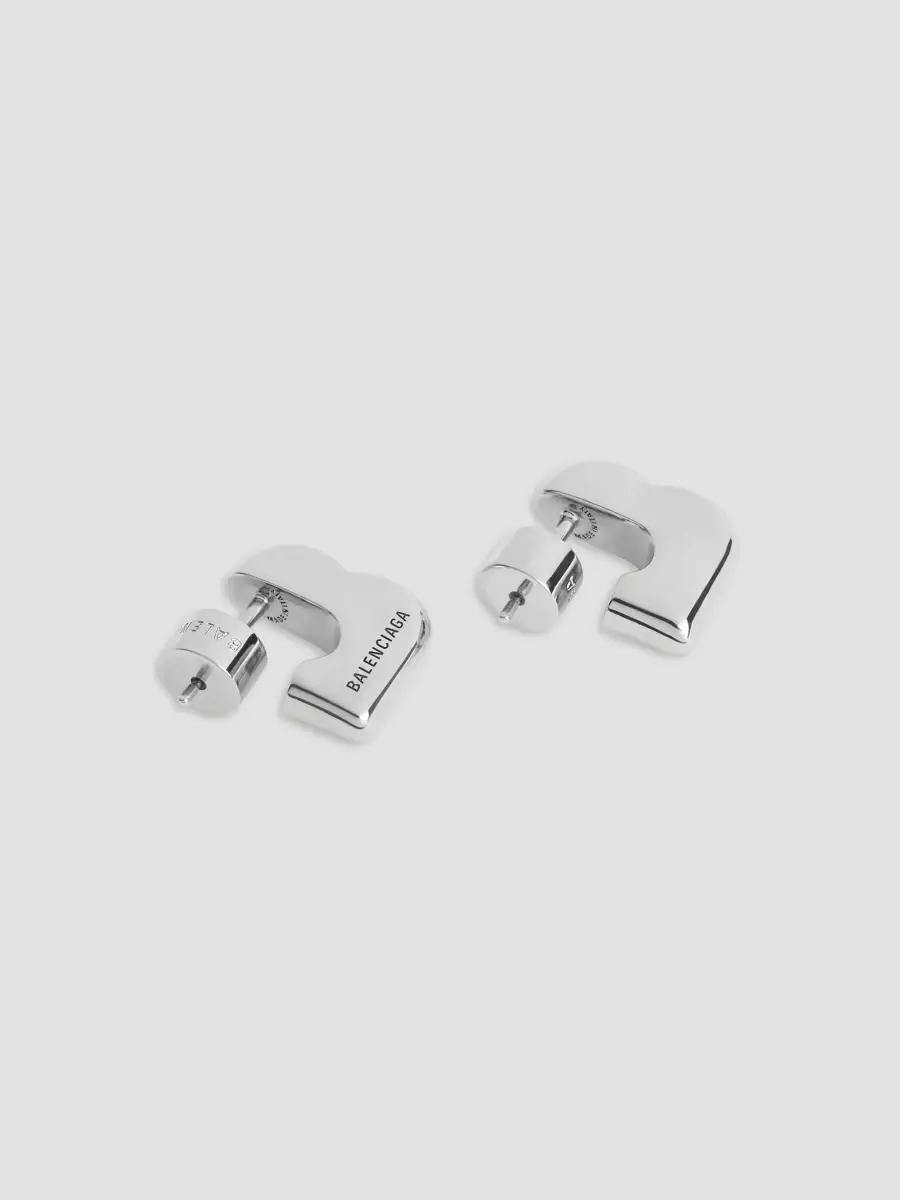 Balenciaga Men's B Block Earrings | Thumbnail 4 Balenciaga Men's B Block Earrings | Thumbnail 4