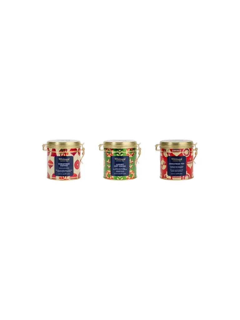 Whittard of Chelsea Holiday Tea, Coffee & Hot Cocoa Clip Top Tin Bundle