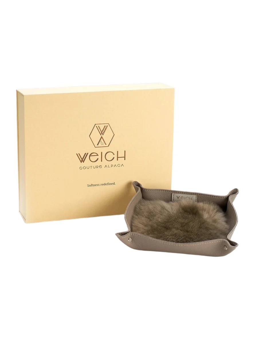 Weich Couture Alpaca Todo Leather & Alpaca Fur Square Catchall Tray
