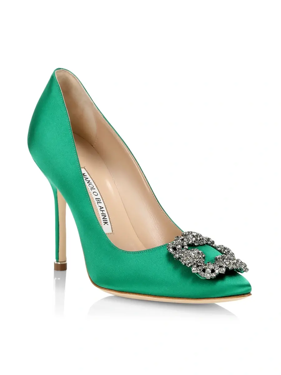 Manolo Blahnik Women's Hangisi 105MM Embellished Satin Pumps | Thumbnail 2 Manolo Blahnik Women's Hangisi 105MM Embellished Satin Pumps | Thumbnail 2