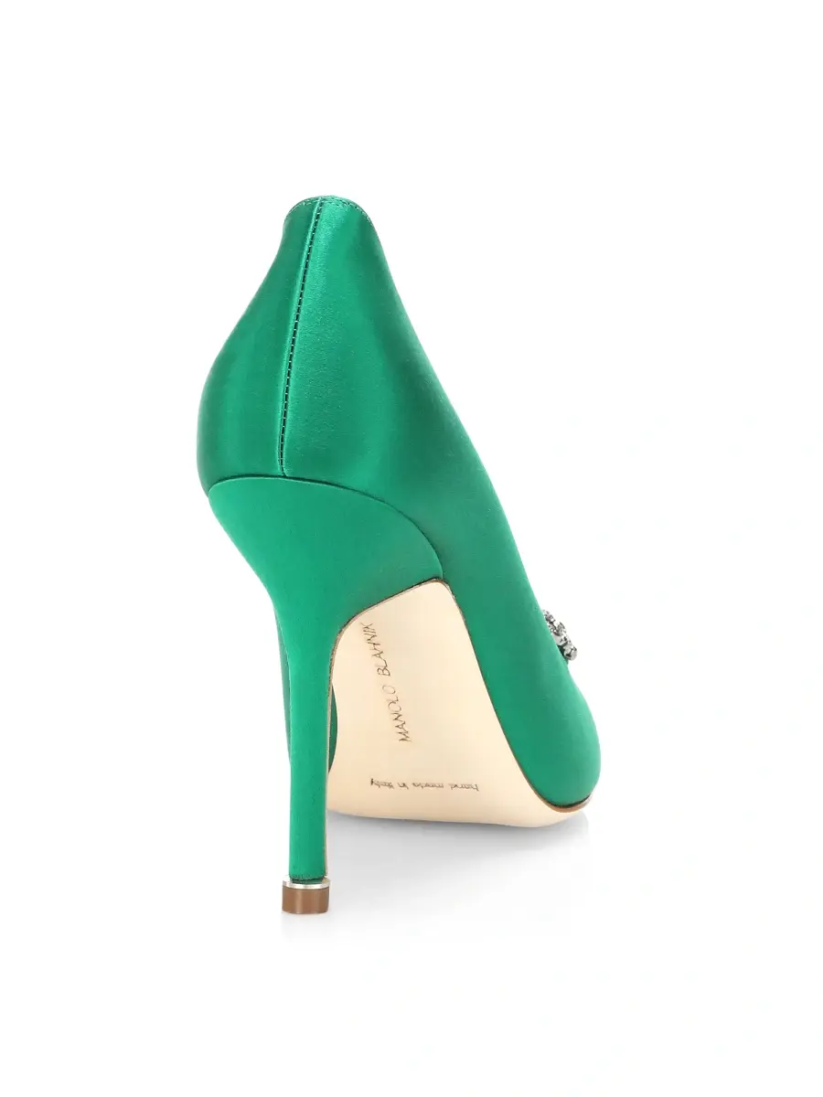 Manolo Blahnik Women's Hangisi 105MM Embellished Satin Pumps | Thumbnail 3 Manolo Blahnik Women's Hangisi 105MM Embellished Satin Pumps | Thumbnail 3