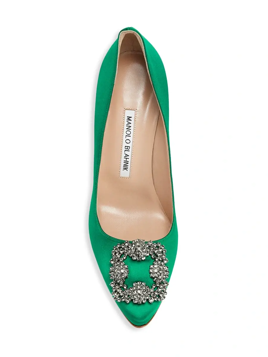 Manolo Blahnik Women's Hangisi 105MM Embellished Satin Pumps | Thumbnail 5 Manolo Blahnik Women's Hangisi 105MM Embellished Satin Pumps | Thumbnail 5