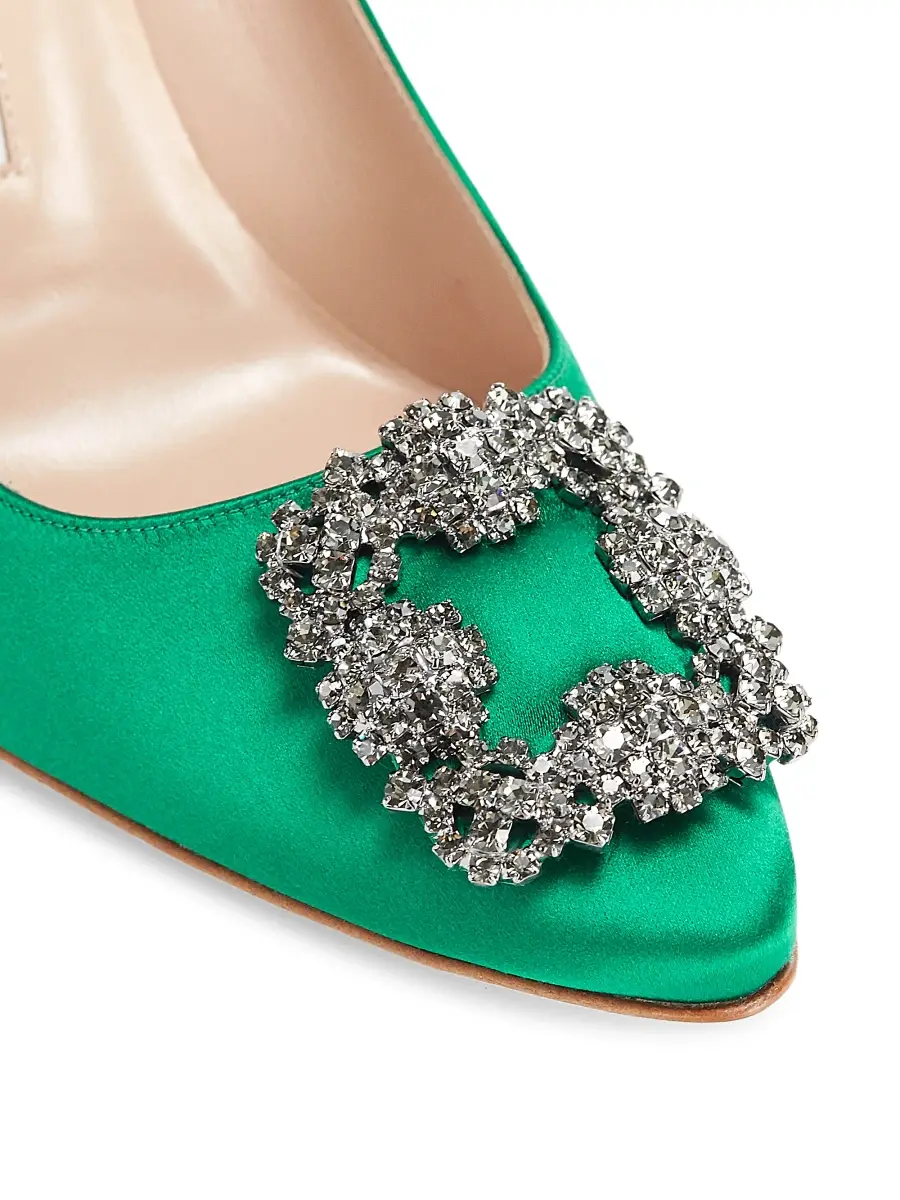 Manolo Blahnik Women's Hangisi 105MM Embellished Satin Pumps | Thumbnail 6 Manolo Blahnik Women's Hangisi 105MM Embellished Satin Pumps | Thumbnail 6