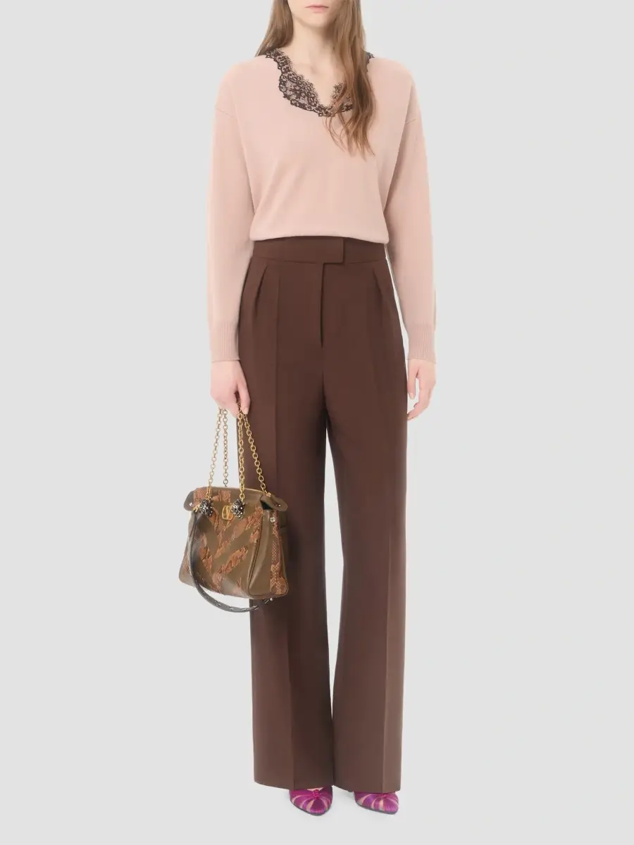 Valentino Women's Cashmere Jumper with Lace - Poudre | Thumbnail 2 Valentino Women's Cashmere Jumper with Lace - Poudre | Thumbnail 2