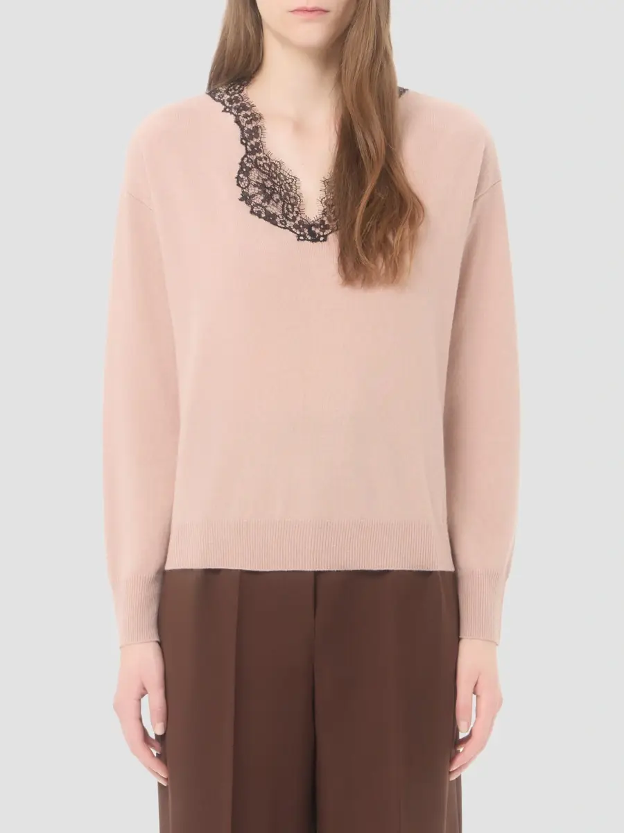 Valentino Women's Cashmere Jumper with Lace - Poudre | Thumbnail 3 Valentino Women's Cashmere Jumper with Lace - Poudre | Thumbnail 3