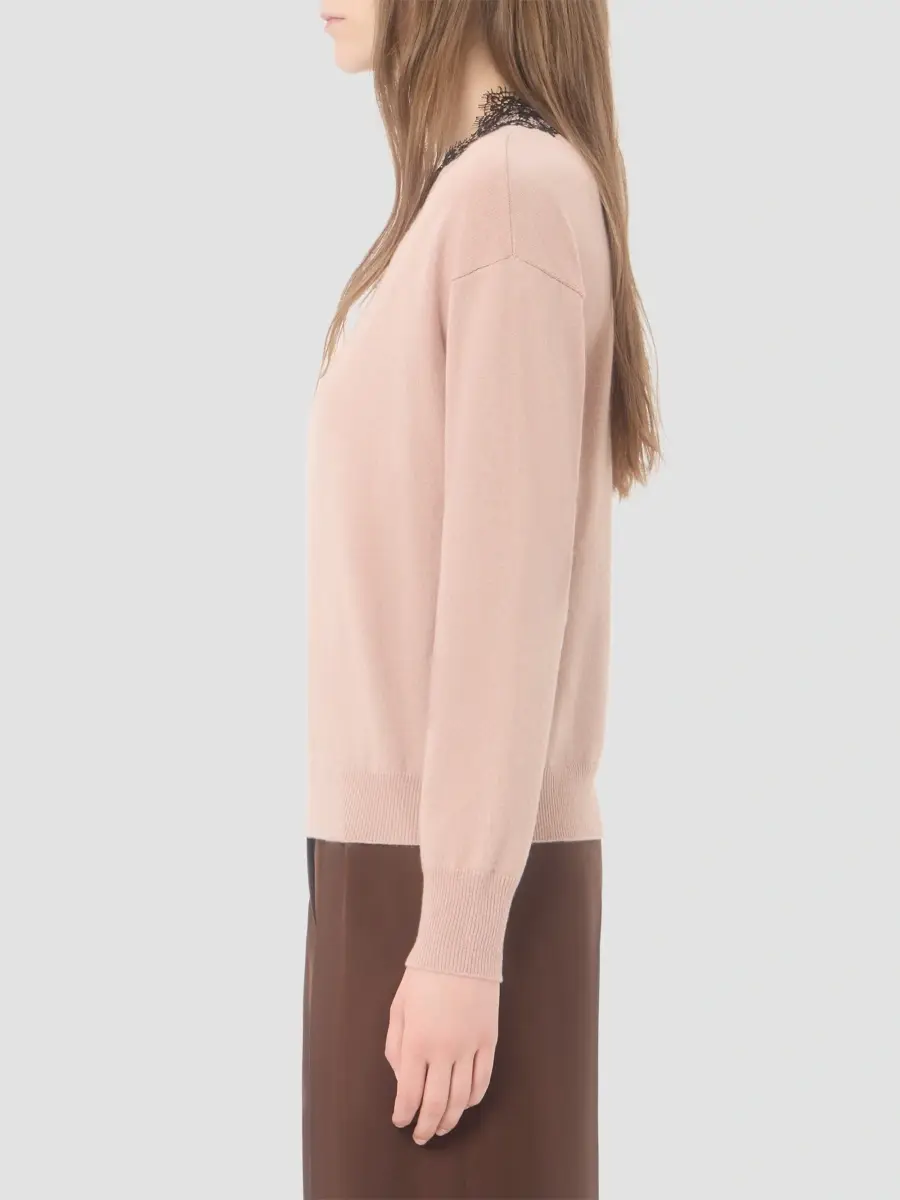 Valentino Women's Cashmere Jumper with Lace - Poudre | Thumbnail 4 Valentino Women's Cashmere Jumper with Lace - Poudre | Thumbnail 4
