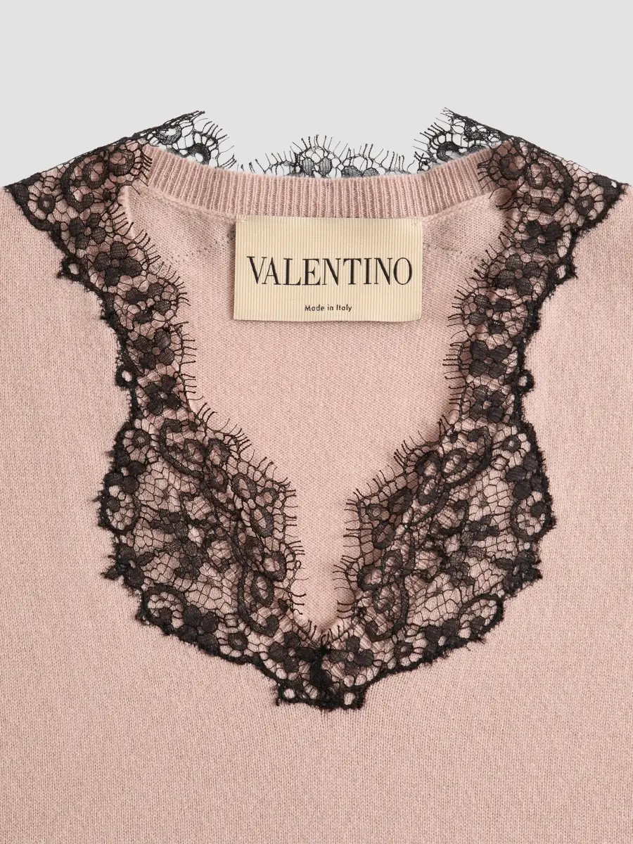 Valentino Women's Cashmere Jumper with Lace - Poudre | Thumbnail 7 Valentino Women's Cashmere Jumper with Lace - Poudre | Thumbnail 7